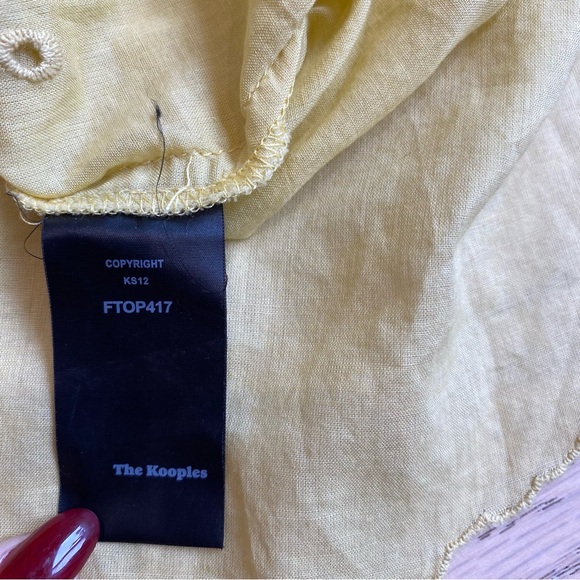 THE KOOPLES Pale Yellow Eyelet Blouse, Country Prairie, 100% Cotton, Summer, XS - Picture 10 of 10